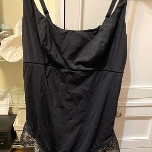 Laperla black stretch bodysuit with lace size large